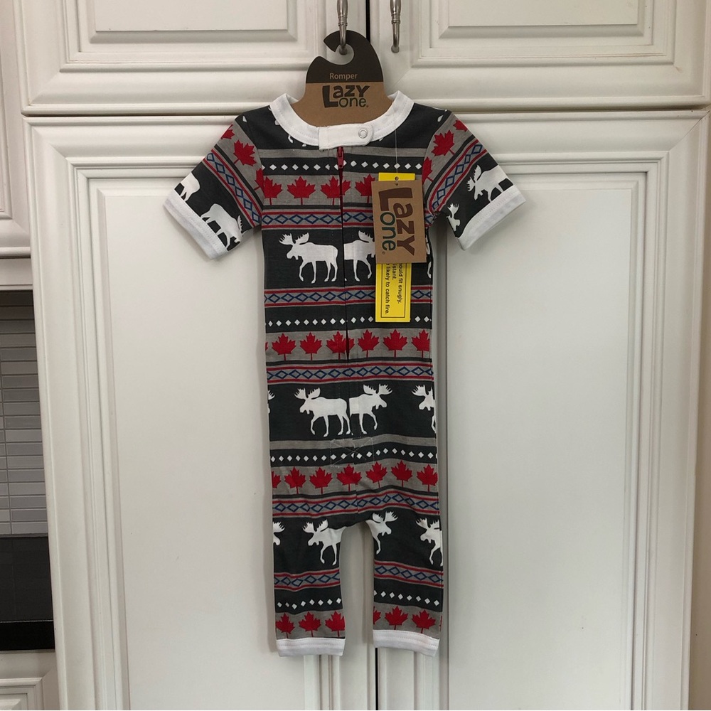NWT LAZY ONE Moose Fair Maple Infant Romper